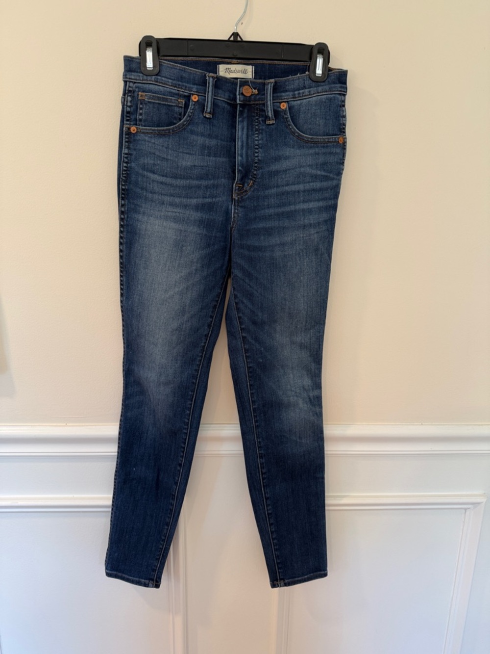 Madewell Slim High-Rise Skinny Jeans in Medium Dark Blue